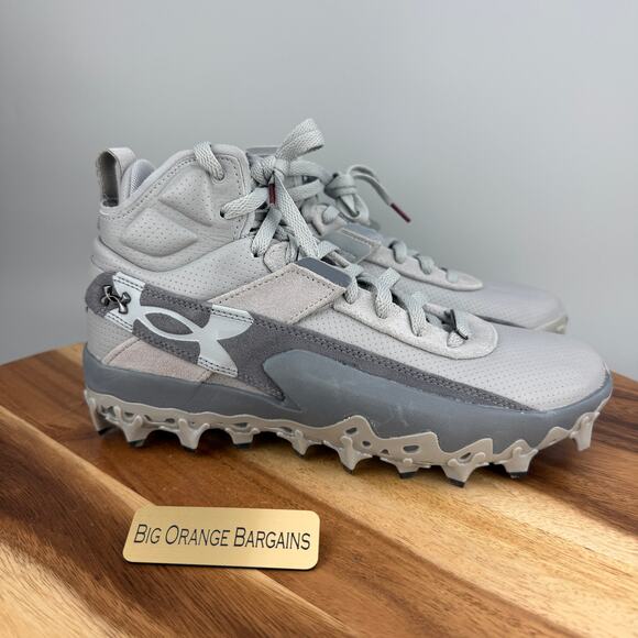 Under Armour Harper 10 Pro TPU Mid Baseball Cleats Men Size 8 #6000715-075 Gray main image 5